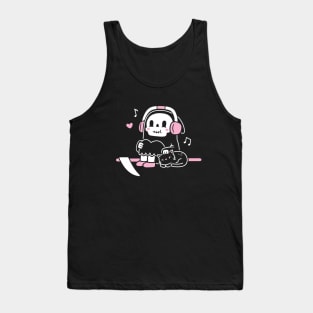 Cute Grim Reaper Taking A Break With Cat Funny Tank Top